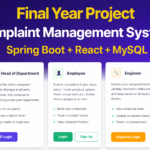 Complaint Management System using Spring Boot, React & MySQL – Full Stack Final Year Project with Source Code