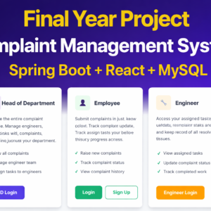 Complaint Management System using Spring Boot, React & MySQL – Full Stack Final Year Project with Source Code